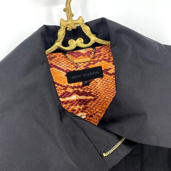 STEVE MADDEN Black Belted Hi Low Trench Coat Jacket - Picture 3 of 12